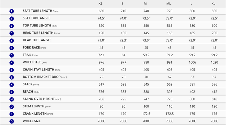 Size chart giant tcr hotsell